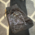 Ekkovision black polyester shorts with white cherry blossom branches and Japanese characters, size XL #cherryblossom #japanese