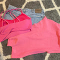 Pink waffle knit crop top bundle #bundle #waffle wrangler shorts