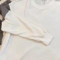 Hollister Co. white & cream thermal long sleeve shirt with gray ribbed cuffs and hem #thermal #cozy