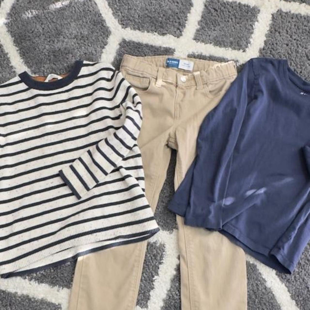 Kids bundle of 3 long sleeve shirts and pants. Size 6-8 years. #kids #bundle