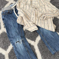 Boys 4/5 Blue & white striped cotton shirt and jeans bundle #bundle #stripes #playset #boysbundle