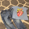 Old navy straight leg toddler 2t jeans, bundled with Rolling Stones 2t shirt.