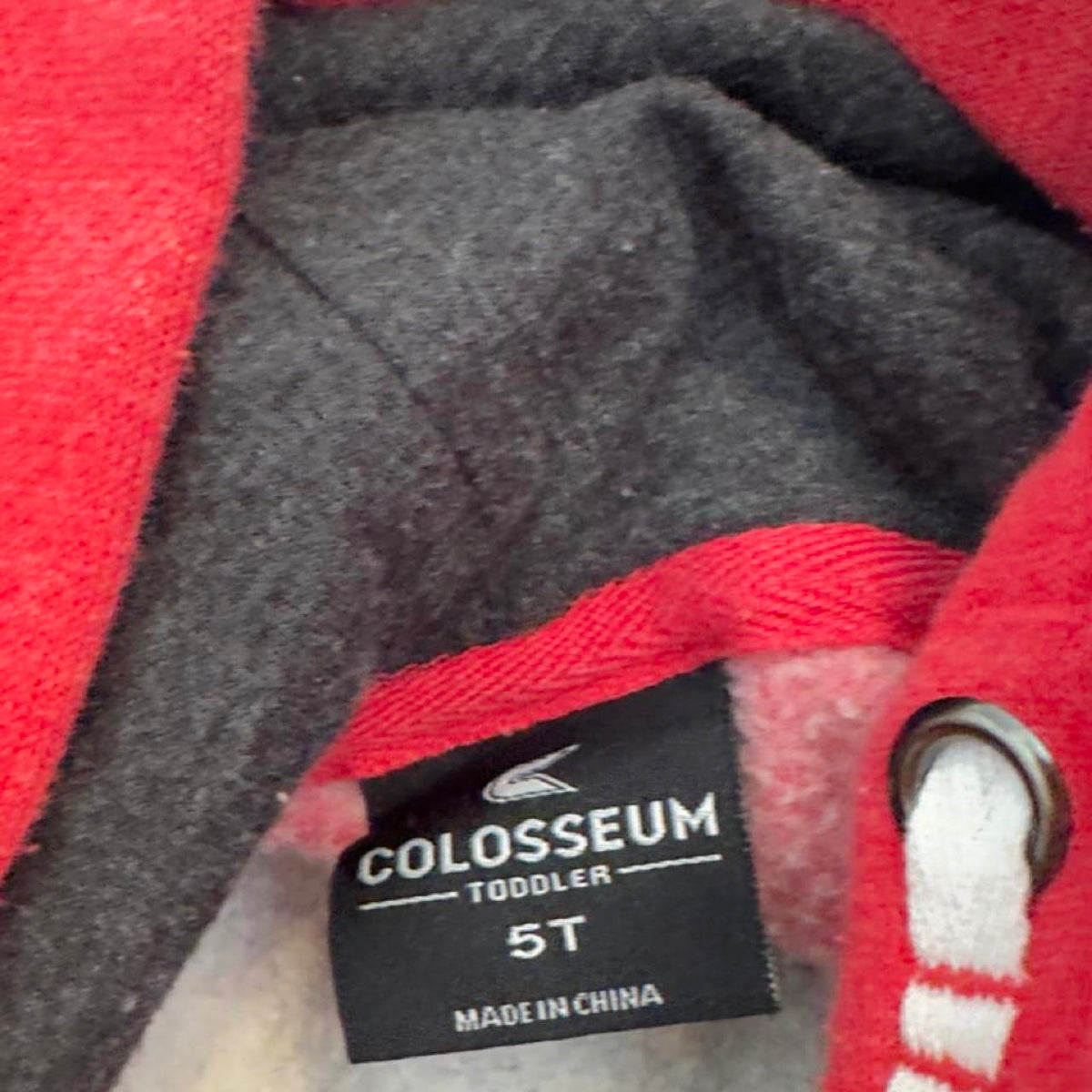 Wisconsin Badgers toddler hoodie with red, gray, and navy blue color blocking and 'WISCONSIN' text, size 5T #badgers #collegiate