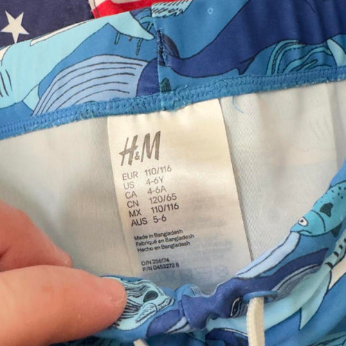 3 assorted pack of boys swim trunks with sailboats, stars, stripes, and sharks. Size 4-6 years. #swimwear #boys - Image 2
