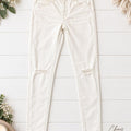American Eagle White Distressed Knee Skinny Jeans - Image 1