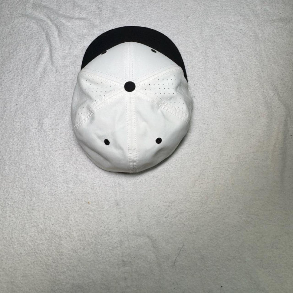 White & black baseball cap with orange embroidered logo #baseball #cap - Image 2