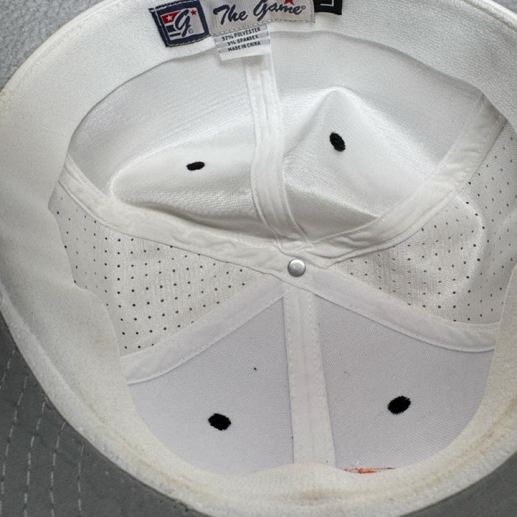 White & black baseball cap with orange embroidered logo #baseball #cap - Image 5