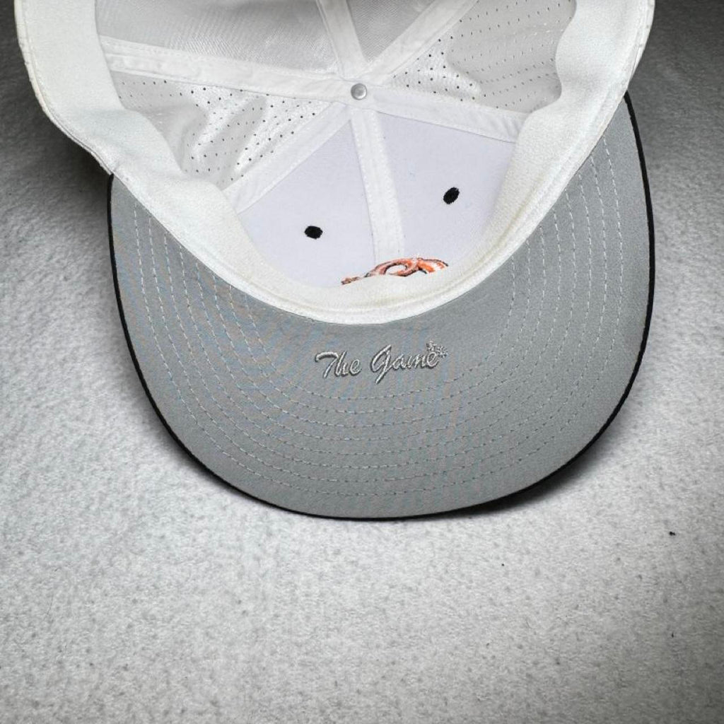 White & black baseball cap with orange embroidered logo #baseball #cap - Image 6