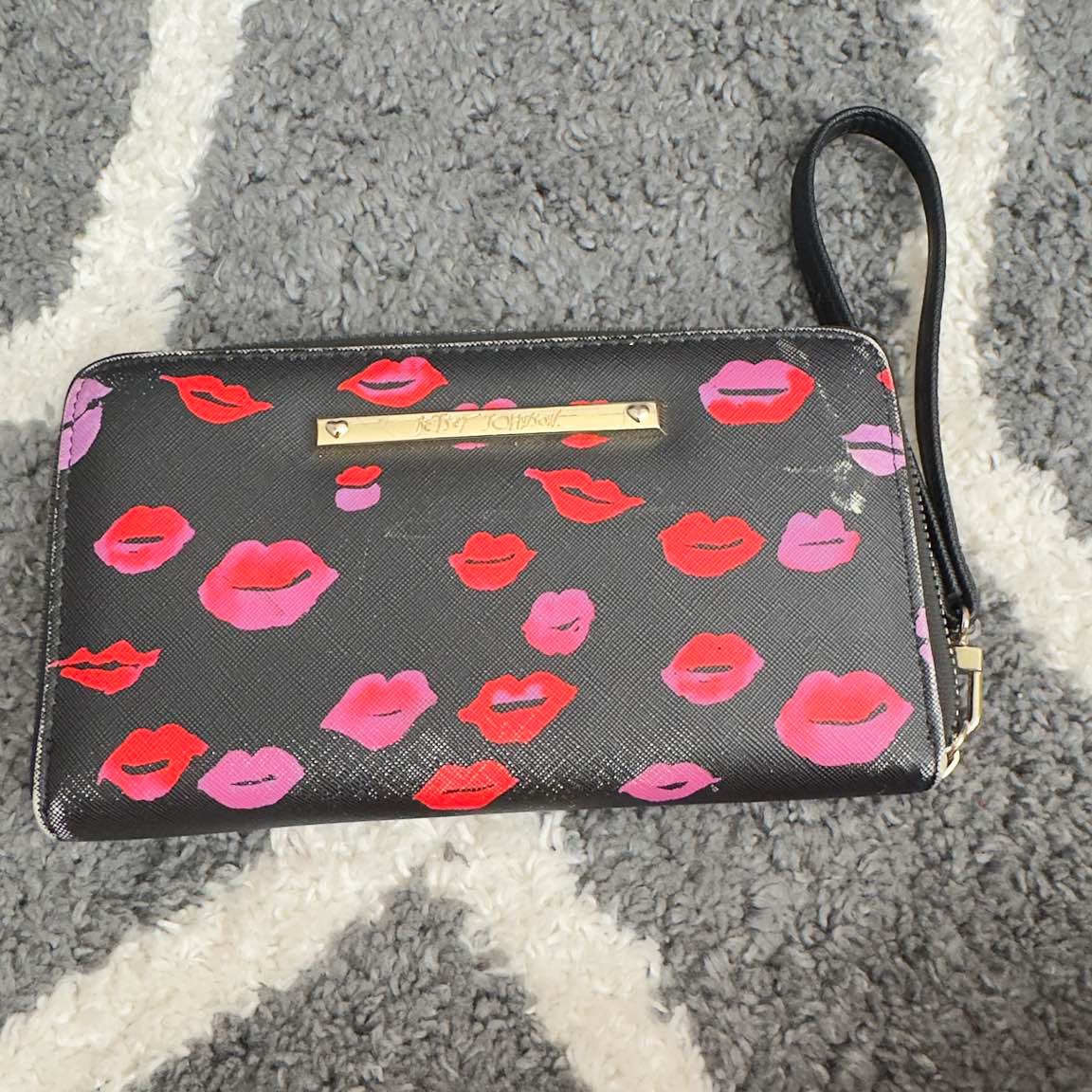 Betsey Johnson Lips Print Wristlet Wallet - Image 1