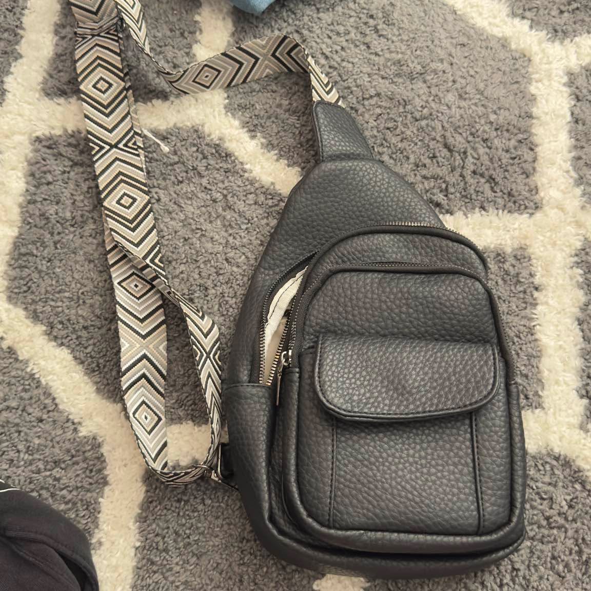 Catherine Malandrino Black Pebbled Faux Leather Sling Bag - Image 1