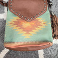 Southwestern Print Studded Crossbody Bag with Tassel - Image 1